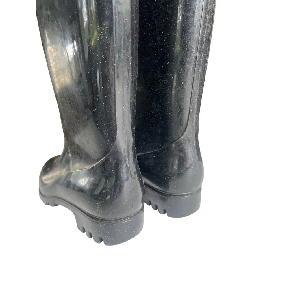 Rubber Rain Boots W7 M5.5 Black Waterproof Work boots‎ With Non Slip Tread
